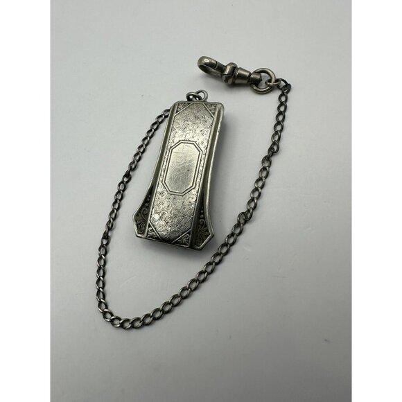 Vintage Antique Silverplate Belt Slide Watch Chain Art Deco - Picture 2 of 9